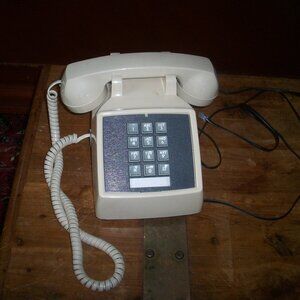 Retro Push Button Desk Telephone Tested and in Working Condition Comdial Tan
